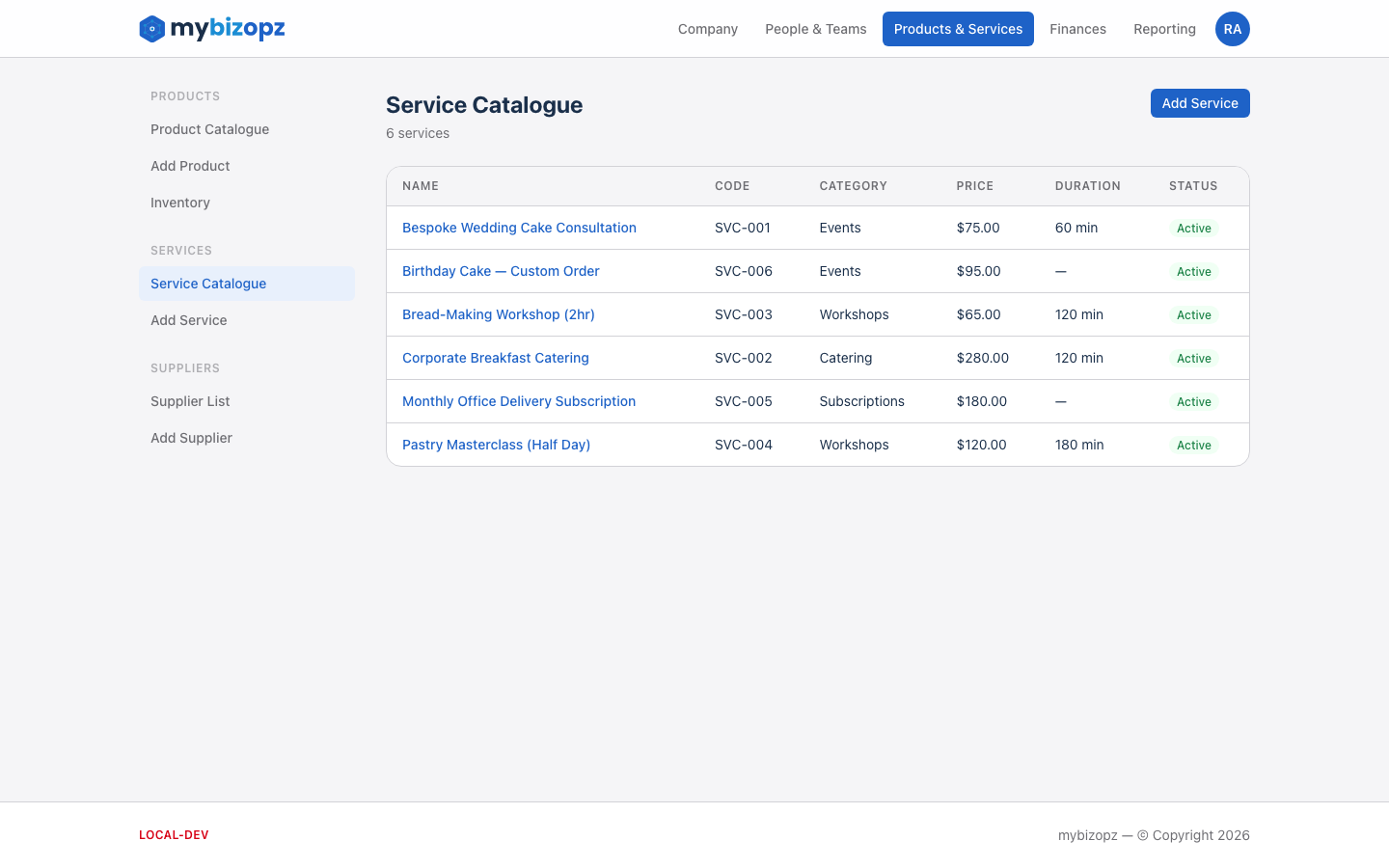 mybizopz finances — invoicing, VAT and bank reconciliation for small businesses